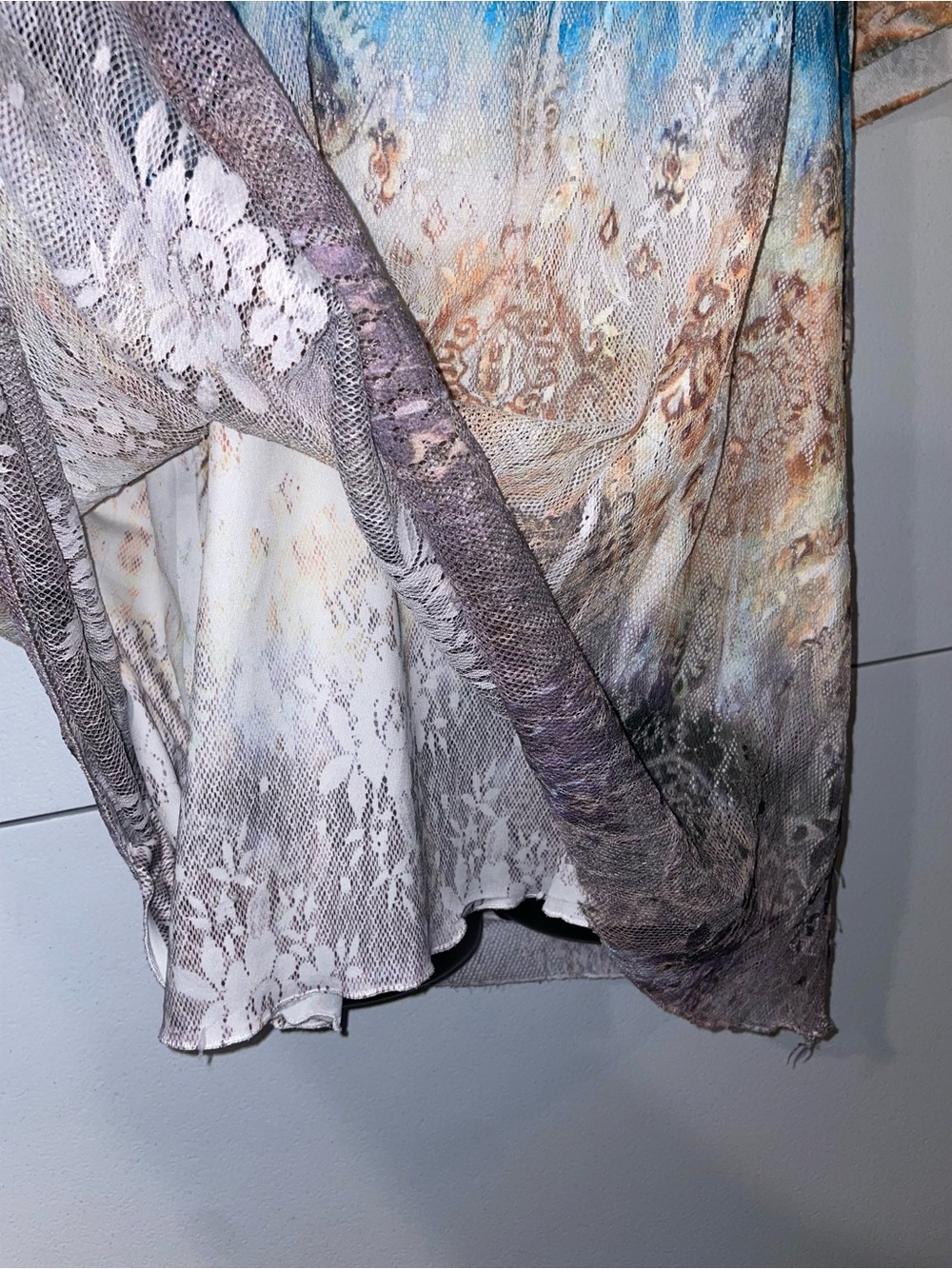 Dressbarn Blue, Orange, Cream Ombre Medallion Blouse - Picture 4 of 7
